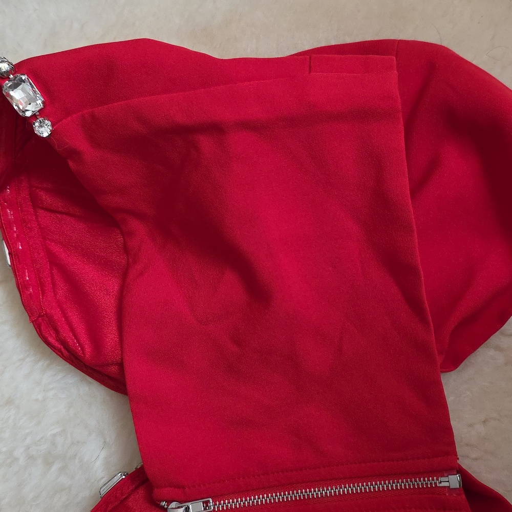 Blithe LA Red Strapless Top with Rhinestone Detail - Picture 7 of 9